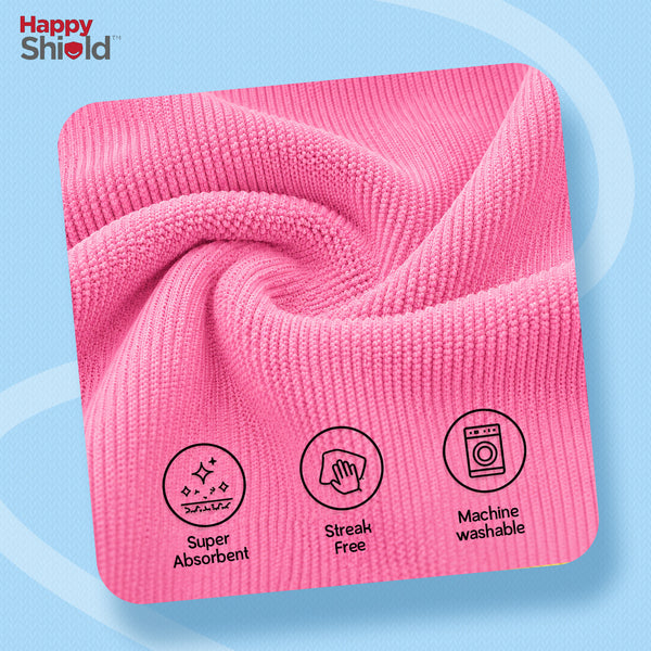 EASYWIPE Microfiber Cleaning Cloth | 40 x 40 cm | 300 GSM Multipurpose Lint-Free Cleaning Towels for Kitchen, Car, Glass & Home Cleaning | Multicolor | Pack of 4