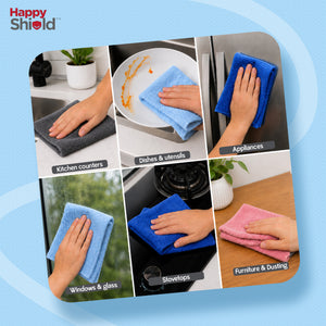 EASYWIPE Microfiber Cleaning Cloth | 40 x 40 cm | 300 GSM Multipurpose Lint-Free Cleaning Towels for Kitchen, Car, Glass & Home Cleaning | Multicolor | Pack of 4