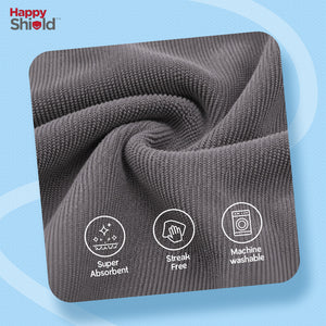 EASYWIPE Microfiber Cleaning Cloth | 40 x 40 cm | 300 GSM Ultra Soft Lint-Free Cleaning Towels for Car, Kitchen, Glass, Home & Electronics | Grey | Pack of 4