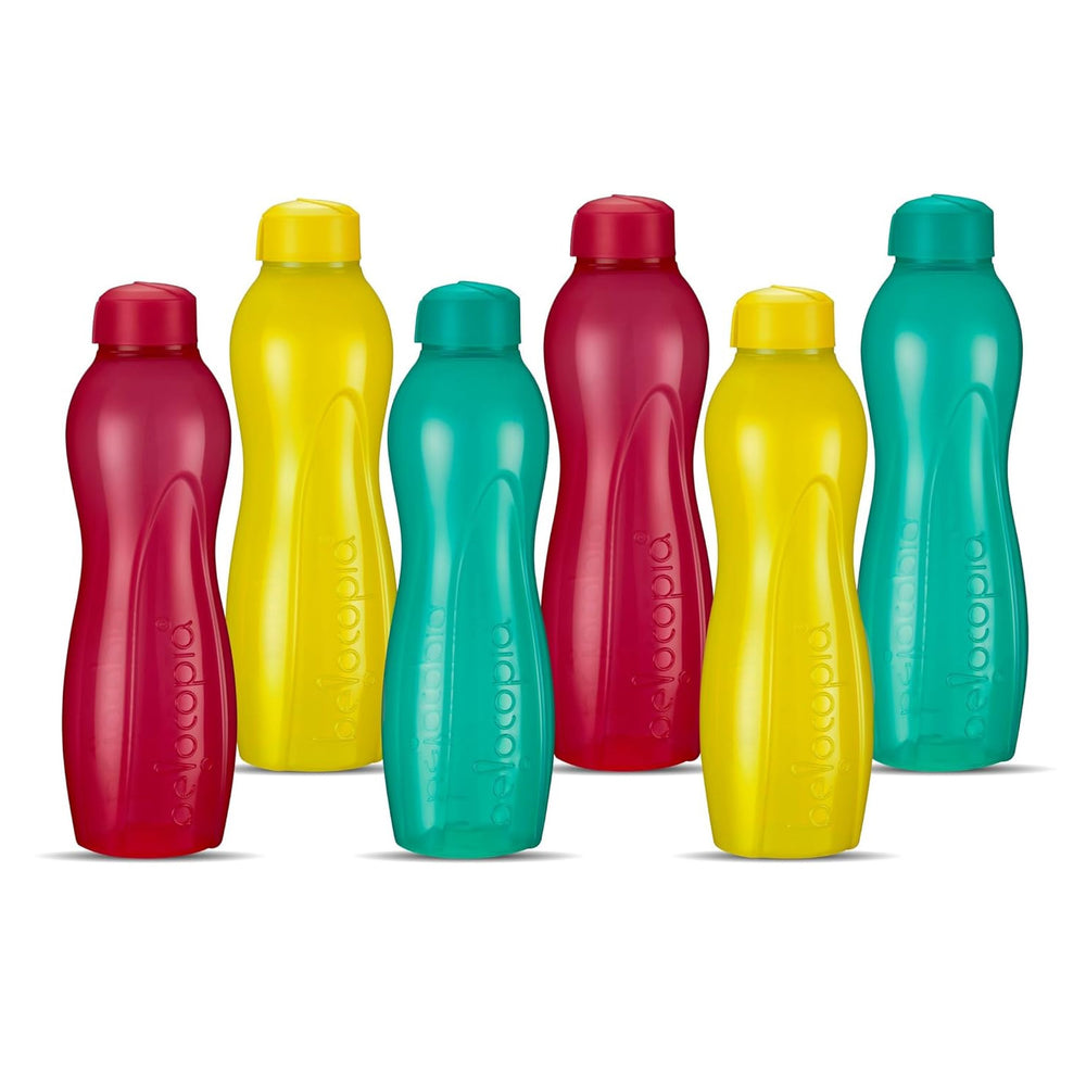 Hiero Water Bottle – 1 Litre | Twist Cap | Set of 6