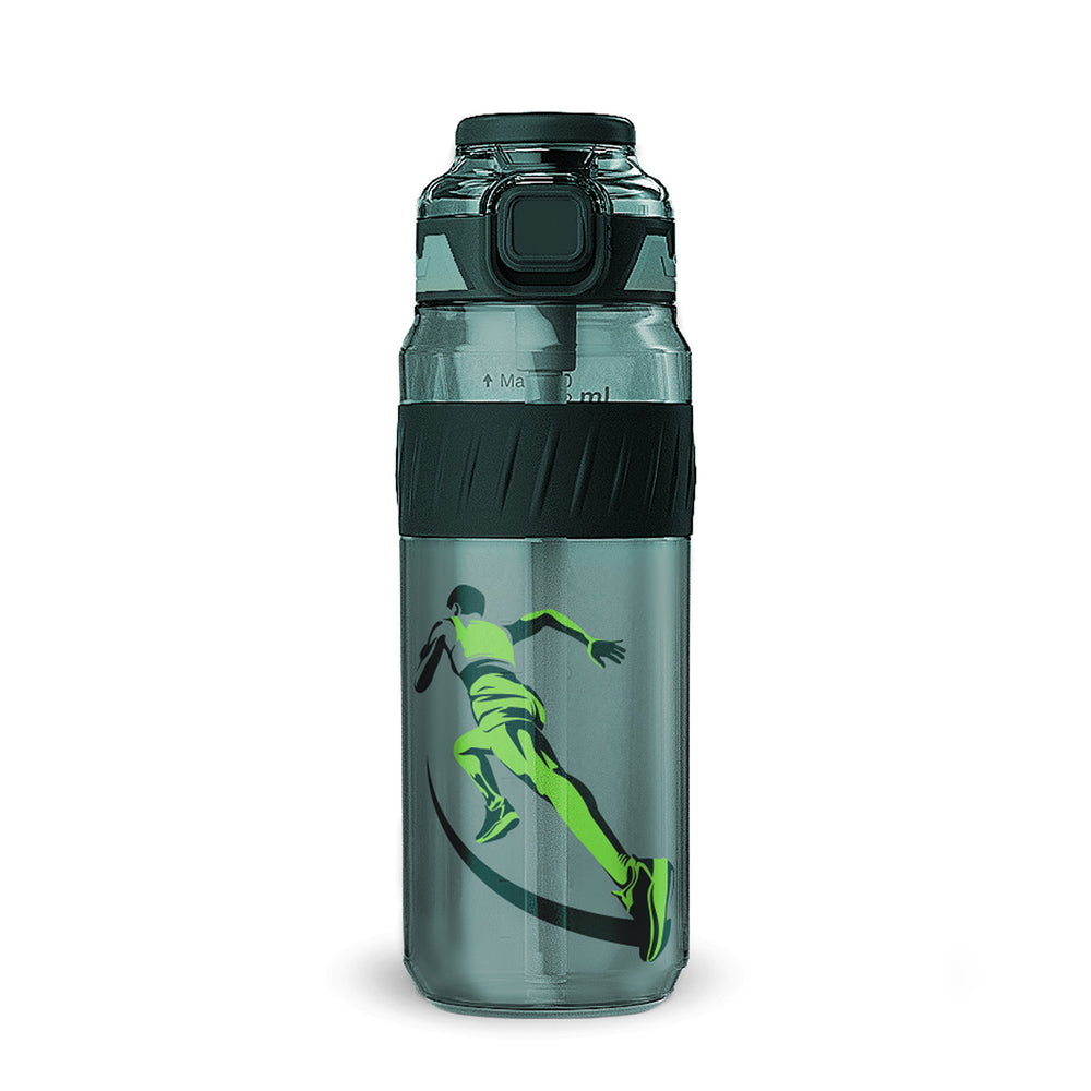 Pulze Sports Sipper Water Bottle 750ml | Green | BPA-Free, Leakproof Flip Cap with Straw | Time Marker Hydration Bottle | Durable Gym Bottle for Workout, Running & Daily Use