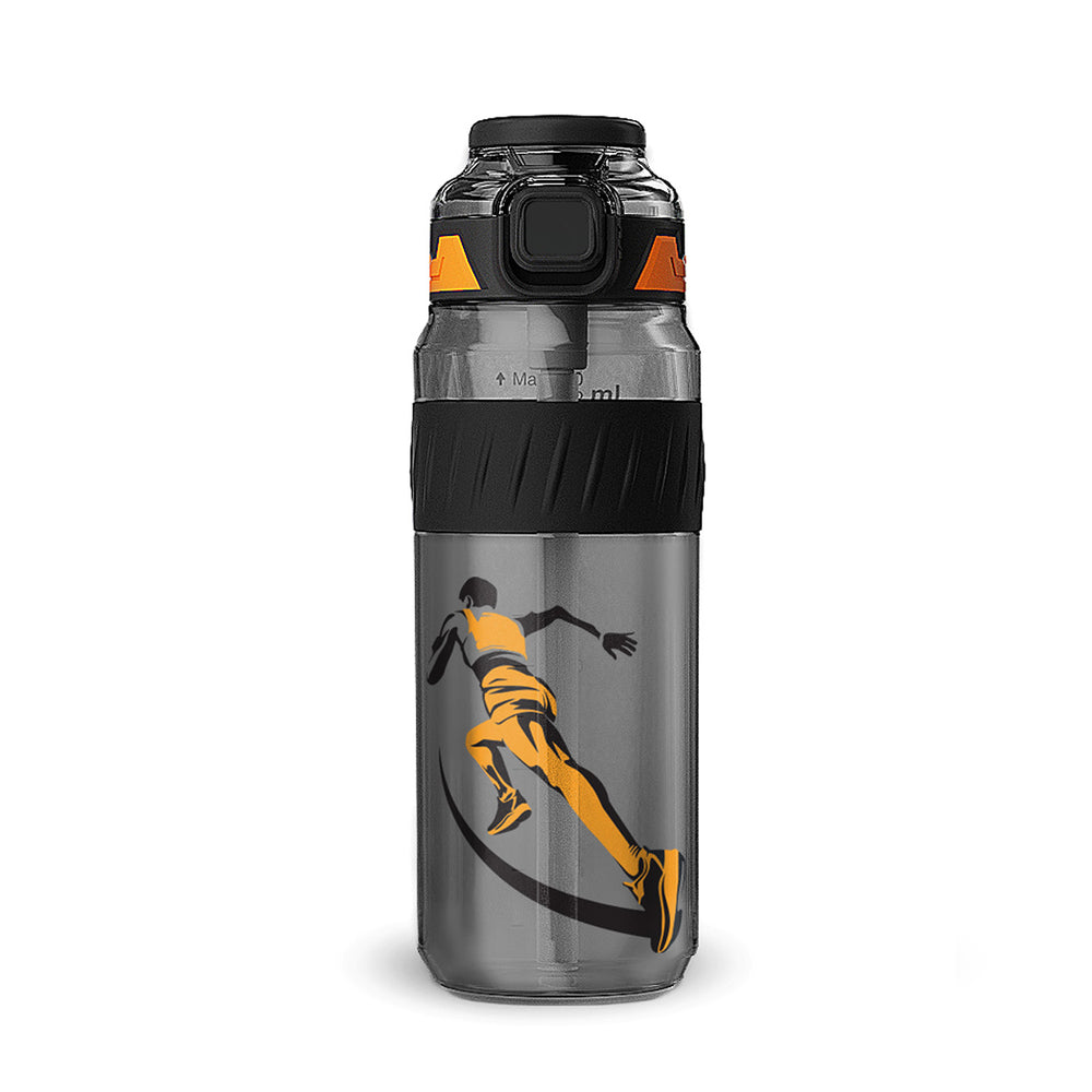 Pulze Sports Sipper Water Bottle 750ml | Orange | BPA-Free, Leakproof Flip Cap with Straw | Time Marker Hydration Bottle | Durable Gym Bottle for Workout, Running & Daily Use