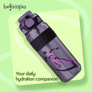 Pulze Sports Sipper Water Bottle 750ml | Purple | BPA-Free, Leakproof Flip Cap with Straw | Time Marker Hydration Bottle | Durable Gym Bottle for Workout, Running & Daily Use