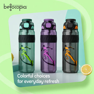 Pulze Sports Sipper Water Bottle 750ml | Orange | BPA-Free, Leakproof Flip Cap with Straw | Time Marker Hydration Bottle | Durable Gym Bottle for Workout, Running & Daily Use