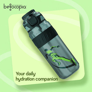 Pulze Sports Sipper Water Bottle 750ml | Green | BPA-Free, Leakproof Flip Cap with Straw | Time Marker Hydration Bottle | Durable Gym Bottle for Workout, Running & Daily Use