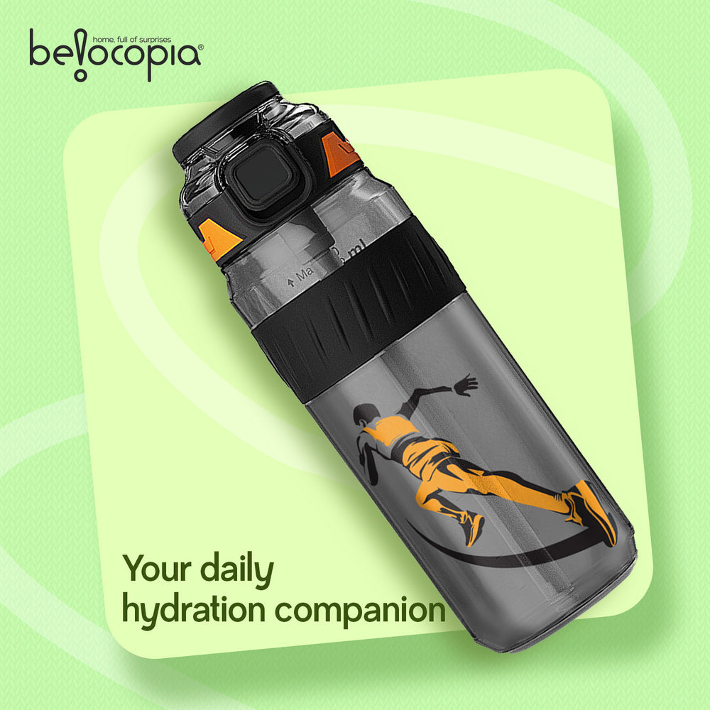 Pulze Sports Sipper Water Bottle 750ml | Orange | BPA-Free, Leakproof Flip Cap with Straw | Time Marker Hydration Bottle | Durable Gym Bottle for Workout, Running & Daily Use