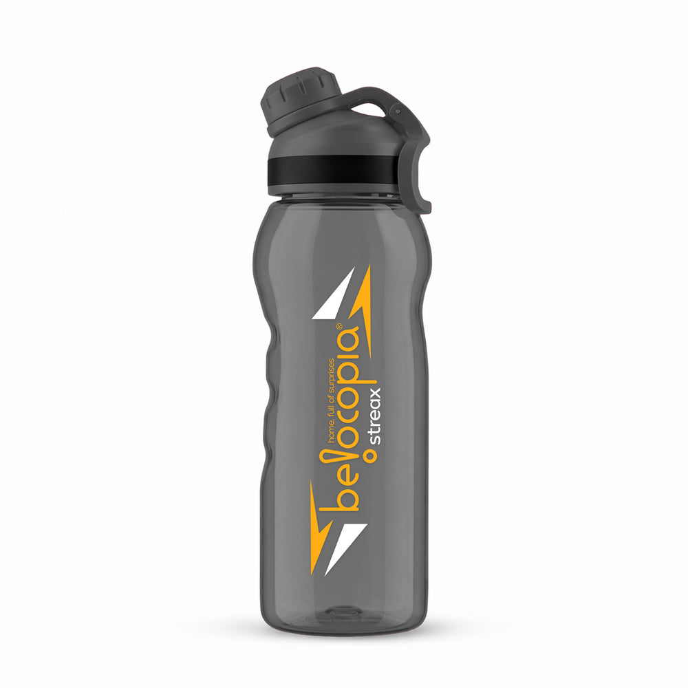 Streax Sports Water Bottle 1 Litre (1000ml) | Black | BPA-Free, Leakproof Gym Bottle | Lightweight with Easy Grip & Carry Loop | Durable Fitness Bottle for Gym, Running, Cycling & Outdoor Use