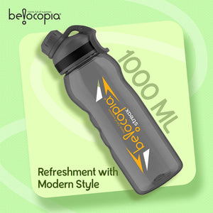 Streax Sports Water Bottle 1 Litre (1000ml) | Black | BPA-Free, Leakproof Gym Bottle | Lightweight with Easy Grip & Carry Loop | Durable Fitness Bottle for Gym, Running, Cycling & Outdoor Use