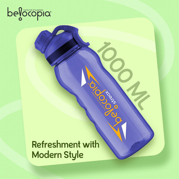Streax Sports Water Bottle 1 Litre (1000ml) | Blue | BPA-Free, Leakproof Gym Bottle | Lightweight with Easy Grip & Carry Loop | Durable Fitness Bottle for Gym, Running, Cycling & Outdoor Use