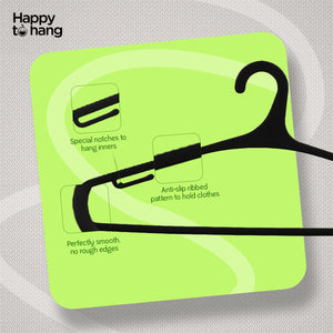 Teeser Clothes Hangers Black – Pack of 16