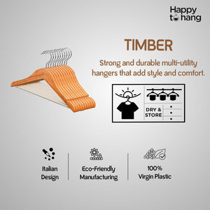 Timber Wooden Hanger – Set of 16