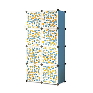 BELOCOPIA EZ STOR Plastic Wardrobe | 8 Cube | Teal | Large Modular Storage Cabinet with Doors | DIY Foldable Wardrobe Organizer for Clothes, Toys & Accessories | Space Saving Storage Solution