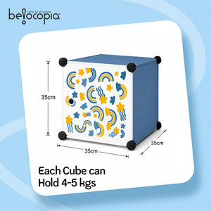 BELOCOPIA EZ STOR Plastic Wardrobe | 8 Cube | Teal | Large Modular Storage Cabinet with Doors | DIY Foldable Wardrobe Organizer for Clothes, Toys & Accessories | Space Saving Storage Solution