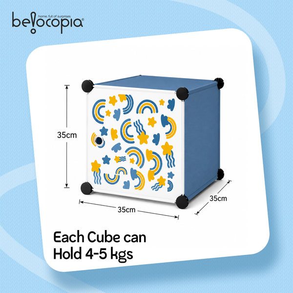 BELOCOPIA EZ STOR Plastic Wardrobe | 8 Cube | Teal | Large Modular Storage Cabinet with Doors | DIY Foldable Wardrobe Organizer for Clothes, Toys & Accessories | Space Saving Storage Solution