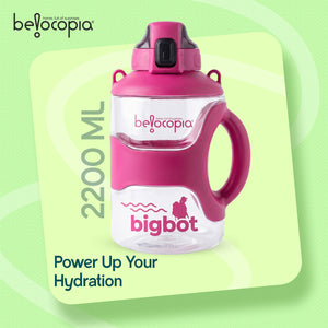 Bigbot Gym Water Bottle 2.2 Litre (2200ml) | Pink | BPA-Free, Leakproof Sports Bottle with Handle Grip | Large Capacity Workout Bottle for Gym, Bodybuilding, Running & Outdoor Use