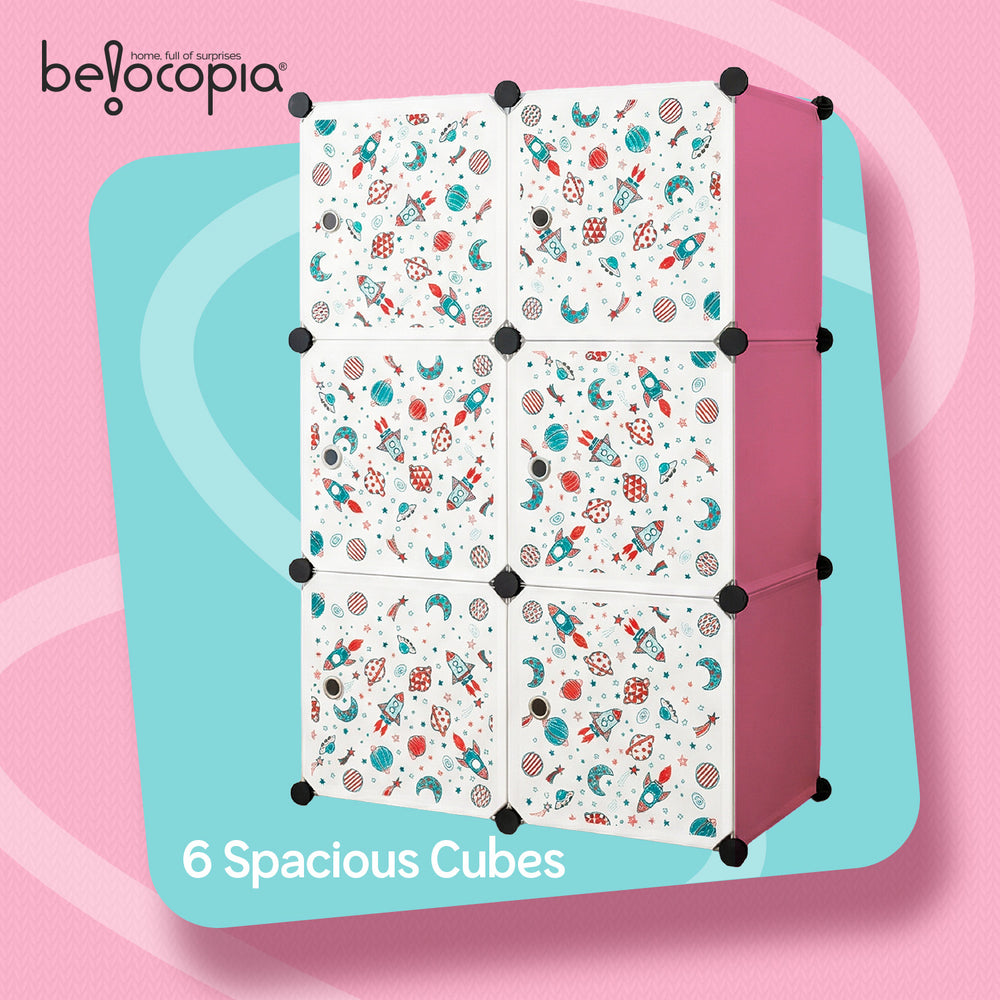 BELOCOPIA EZ STOR Plastic Wardrobe | 6 Cube | Pink