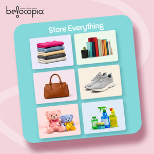BELOCOPIA EZ STOR Plastic Wardrobe | 6 Cube | Pink | Modular Storage Cabinet with Doors | DIY Foldable Clothes Organizer for Bedroom, Kids Room & Home Storage | Dustproof Wardrobe Closet