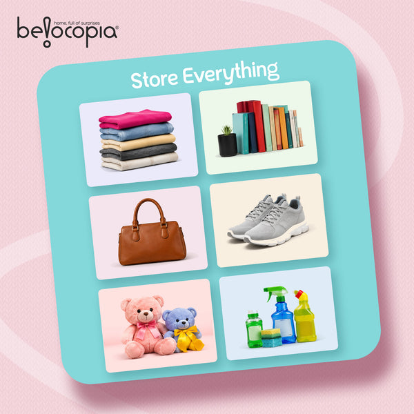 BELOCOPIA EZ STOR Plastic Wardrobe | 6 Cube | Pink | Modular Storage Cabinet with Doors | DIY Foldable Clothes Organizer for Bedroom, Kids Room & Home Storage | Dustproof Wardrobe Closet