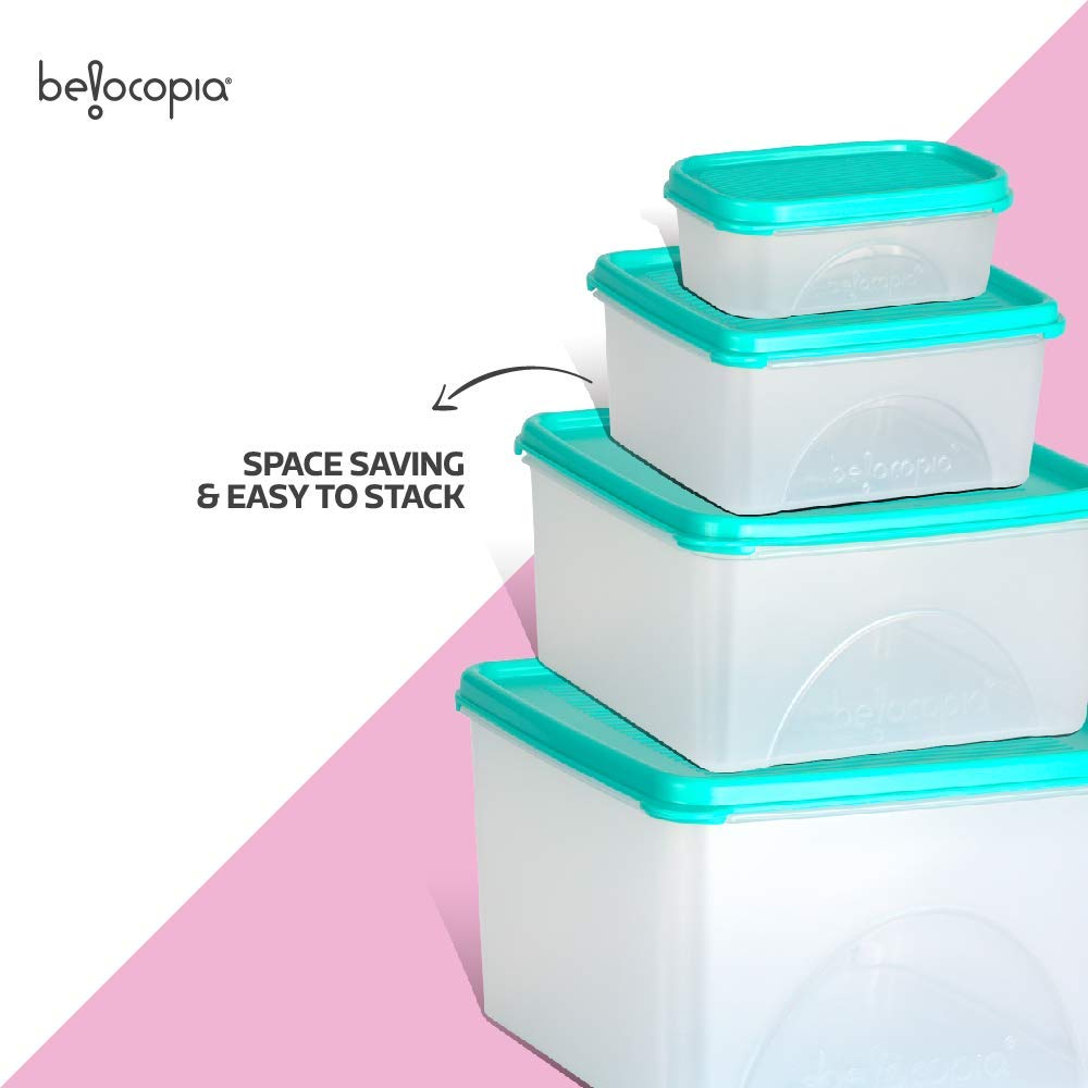 Belocopia-4-Piece-Square-Kitchen-Storage-Container-Set-(5.35-L),-space-saving