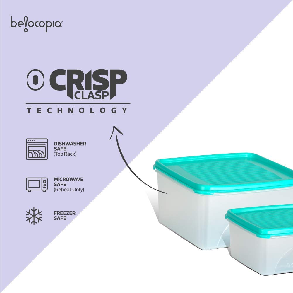 Belocopia-6-Piece-Square-Kitchen-Storage-Container-Set-(7.2-L),-Aqua-Green-virgin-crisp
