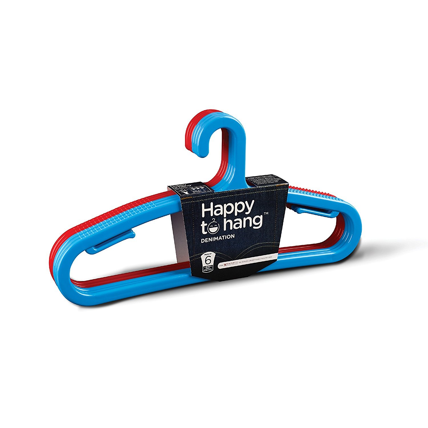 Happy-To-Hang-Denimation-6-Piece-Polypropylene-Hanger,-Blue-and-Red