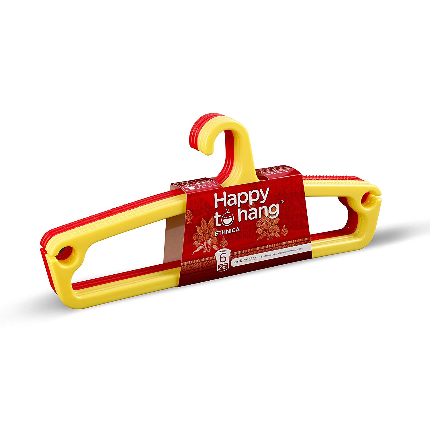 Happy-To-Hang-Ethnica-Polypropylene-Hanger-(Yellow-and-Red),-Pack-of-6